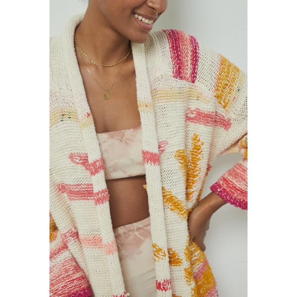 Anthropologie Daily Practice Open Front Striped Knit Cardigan Sweater XS/S Boho